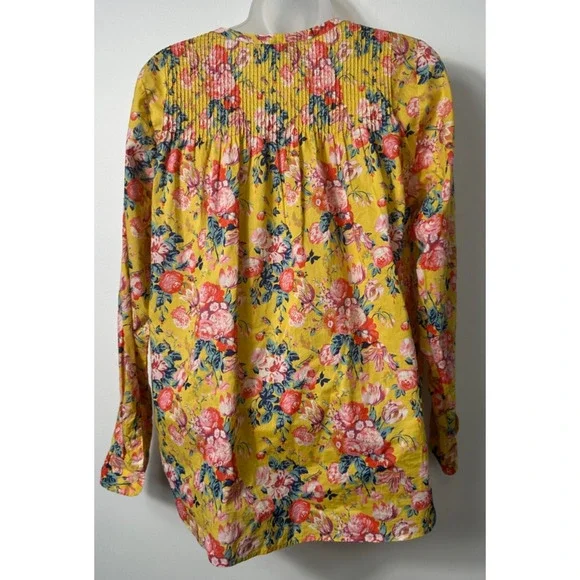 J Crew Liberty Fabric Magical Bouquet Popover Top Size 6 Yellow Floral A16 - Picture 4 of 7